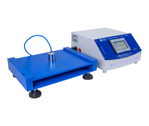 Pouch Burst Tester with Restraining Plates
